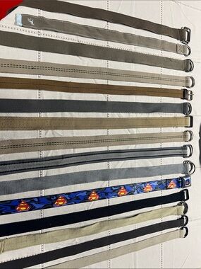 15 Mixed Canvas D-Ring Belts - Neutral & Black with Superman Accent
